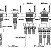 Wiesbaden Wiesbaden 4-Gats Thermostatische Badrandkraan Inbouwdeel