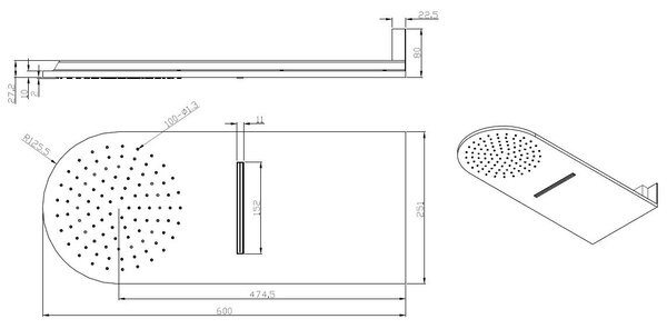 Wiesbaden Wiesbaden Caral Inbouw Regendouche met Waterval - 25x60cm - Chroom