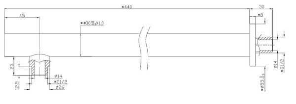 Wiesbaden Wiesbaden Caral Douchearm met Muurbevestiging - 45cm - Mat Zwart