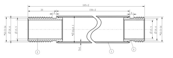 Wiesbaden Wiesbaden Caral Douchearm met Plafondbevestiging - 15cm - Geborsteld Brons Koper