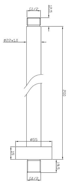 Wiesbaden Wiesbaden Caral Douchearm met Plafondbevestiging - 20cm - Geborstedl RVS