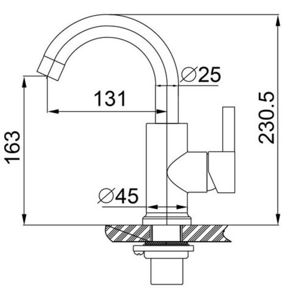 Wiesbaden Wiesbaden Wes Wastafelkraan met Draaibare Uitloop - Opbouw - RVS