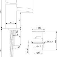 Wiesbaden Wiesbaden Rombo Waterval Wastafelkraan met Clickwaste - Opbouw - Chroom