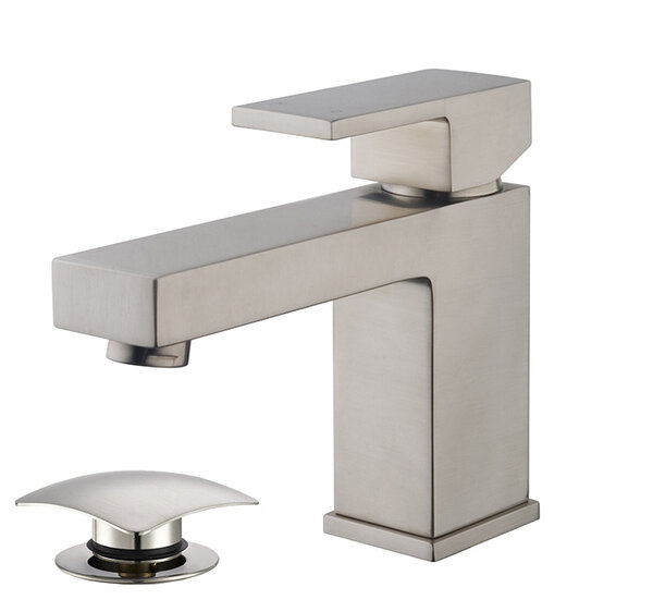 Wiesbaden Wiesbaden Rombo Wastafelkraan met Clickwaste - Opbouw - Geborsteld RVS