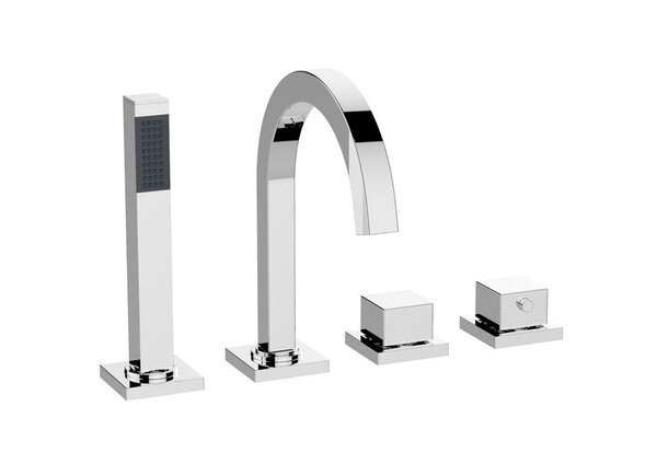 Wiesbaden Wiesbaden Rombo 4-Gats Thermostatische Badrandkraan Afbouwset - Chroom