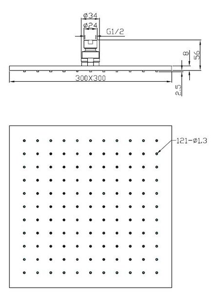 Wiesbaden Wiesbaden Rombo Hoofddouche - 30cm - Mat Zwart