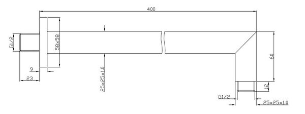 Wiesbaden Wiesbaden Rombo Douchearm met Muurbevestiging - 40cm - Chroom