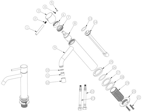 Wiesbaden Wiesbaden Style XL Wastafelkraan - Opbouw - Hoog - Mat Zwart