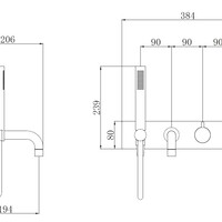 Wiesbaden Wiesbaden Style Inbouw Thermostatisch Badkraan - Mat Zwart