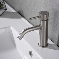 Wiesbaden Wiesbaden Ribbd Wastafelkraan - Opbouw - Laag - Geborsteld RVS