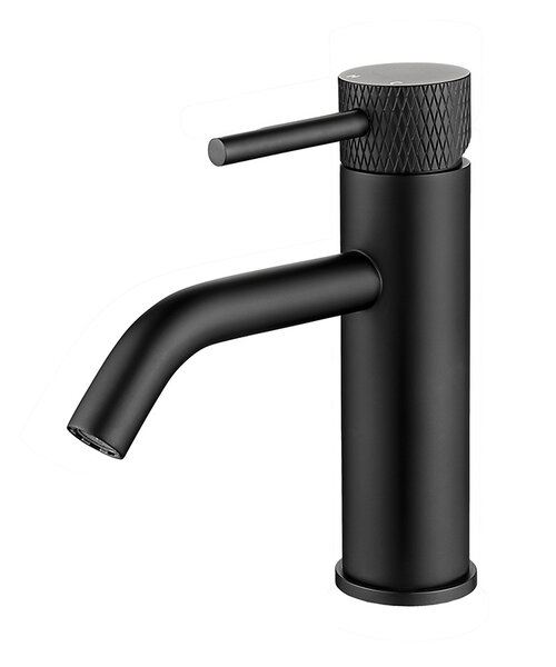 Wiesbaden Wiesbaden Ribbd Wastafelkraan - Opbouw - Laag - Mat Zwart