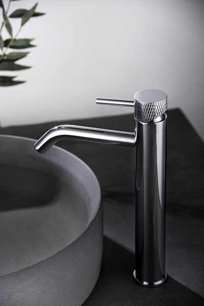 Wiesbaden Wiesbaden Ribbd XL Wastafelkraan - Opbouw - Hoog - Chroom