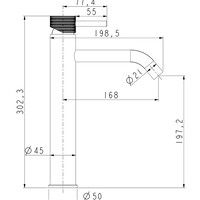 Wiesbaden Wiesbaden Ribbd XL Wastafelkraan - Opbouw - Hoog - Geborsteld RVS