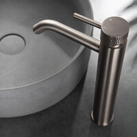 Wiesbaden Wiesbaden Ribbd XL Wastafelkraan - Opbouw - Hoog - Geborsteld RVS