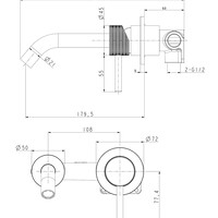 Wiesbaden Wiesbaden Ribbd Inbouw Wastafelkraan met Gebogen Uitloop inclusief Afdekplaat & Rozetten - Geborsteld RVS