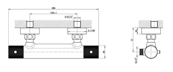 Wiesbaden Wiesbaden Ribbd Thermostatische Douchekraan - Geborsteld RVS