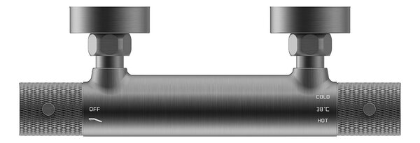 Wiesbaden Wiesbaden Ribbd Thermostatische Douchekraan - Geborsteld Gunmetal