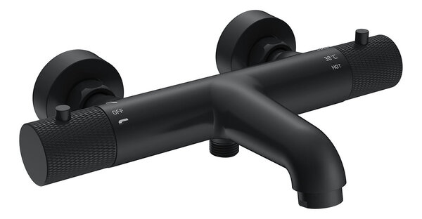 Wiesbaden Wiesbaden Ribbd Thermostatische Badkraan - Mat Zwart