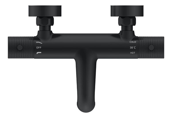 Wiesbaden Wiesbaden Ribbd Thermostatische Badkraan - Mat Zwart