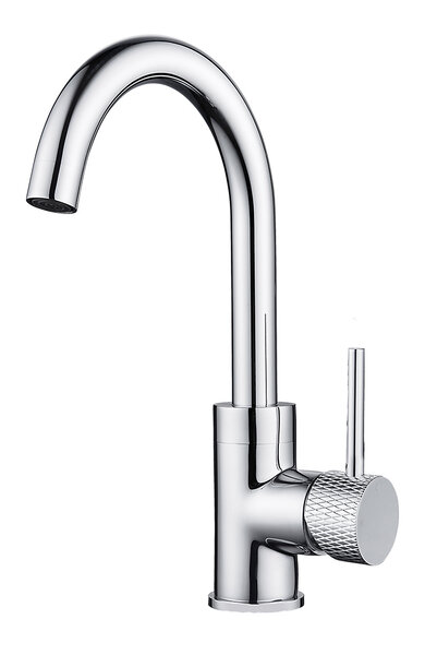 Wiesbaden Wiesbaden Ribbd Wastafelkraan met Draaibare Uitloop - Opbouw - Chroom