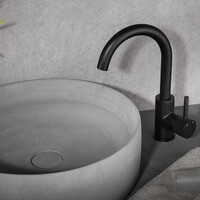 Wiesbaden Wiesbaden Ribbd Wastafelkraan met Draaibare Uitloop - Opbouw - Mat Zwart