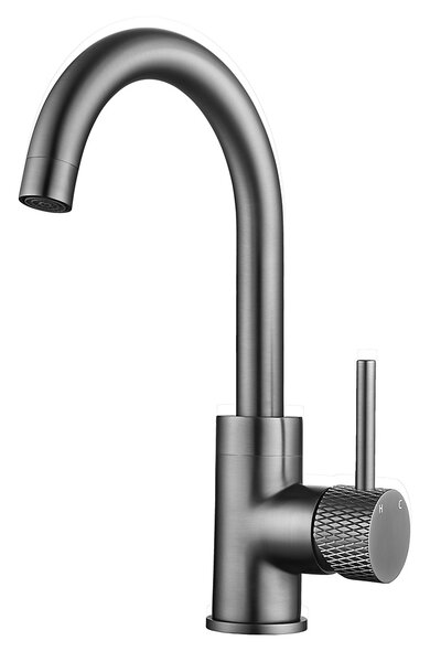 Wiesbaden Wiesbaden Ribbd Wastafelkraan met Draaibare Uitloop - Opbouw - Geborsteld Gunmetal