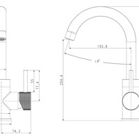 Wiesbaden Wiesbaden Ribbd Wastafelkraan met Draaibare Uitloop - Opbouw - Geborsteld Gunmetal