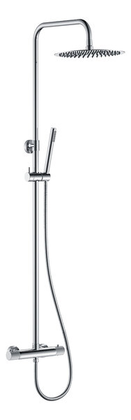 Wiesbaden Wiesbaden Ribbd Thermostatische Regendouche met Glijstang en Staaf Handdouche - Opbouw - Ø25cm - Chroom