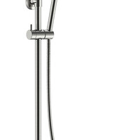 Wiesbaden Wiesbaden Ribbd Thermostatische Regendouche met Glijstang en Staaf Handdouche - Opbouw - Ø25cm - Geborsteld RVS