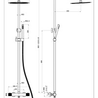 Wiesbaden Wiesbaden Ribbd Thermostatische Regendouche met Glijstang en Staaf Handdouche - Opbouw - Ø25cm - Geborsteld RVS