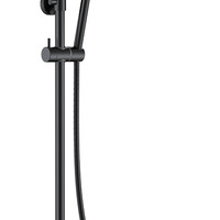 Wiesbaden Wiesbaden Ribbd Thermostatische Regendouche met Glijstang en Staaf Handdouche - Opbouw - Ø25cm - Mat Zwart