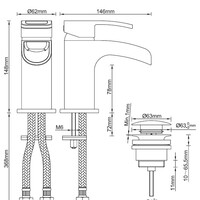Wiesbaden Wiesbaden Alegra Waterval Wastafelkraan met Clickwaste - Opbouw - Laag - Chroom