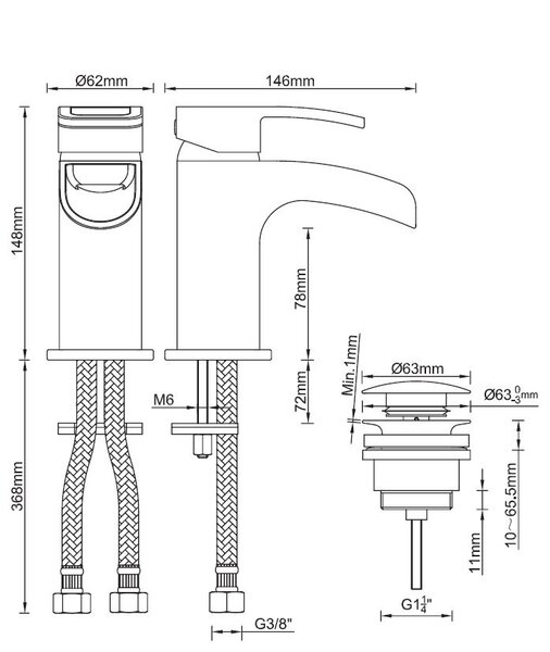 Wiesbaden Wiesbaden Alegra Waterval Wastafelkraan met Clickwaste - Opbouw - Laag - Chroom