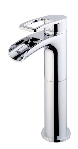 Wiesbaden Wiesbaden Alegra Waterval XL Wastafelkraan met Clickwaste - Opbouw - Hoog - Chroom