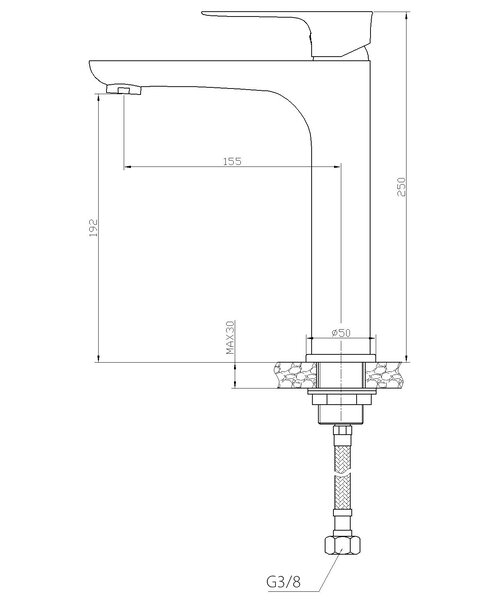Wiesbaden Wiesbaden Casma XL Wastafelkraan - Opbouw - Hoog - Zwart Chroom