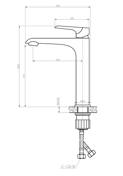 Wiesbaden Wiesbaden Tarma XL Wastafelkraan - Opbouw - Hoog - Zwart Chroom