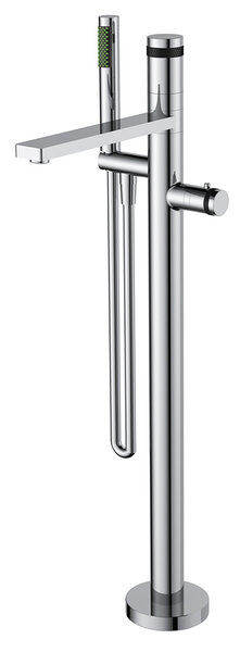 Wiesbaden Wiesbaden Sphere Thermostatische Vrijstaande Badkraan met Staaf Handdouche - Chroom