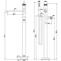 Wiesbaden Wiesbaden Sphere Thermostatische Vrijstaande Badkraan met Staaf Handdouche - Chroom