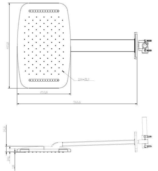 Wiesbaden Wiesbaden Roca Hoofddouche met Douchearm - 40x25cm - Geborsteld RVS