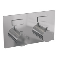 Brauer Brauer Chrome Editon Regendoucheset:  Thermostatische Inbouwkraan met Drukknoppen, Rechte Wandarm, Douchekop 20cm, Wandhouder met Wateruitlaat, 3-Standen Handdouche & Doucheslang - Set 55 - Draaiknoppen - Chroom