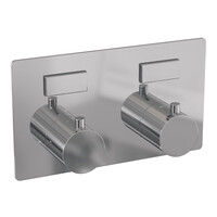 Brauer Brauer Chrome Editon Regendoucheset:  Thermostatische Inbouwkraan met Drukknoppen, Gebogen Wandarm, Douchekop 30cm, Wandhouder met Wateruitlaat, 3-Standen Handdouche & Doucheslang - Set 58 - Draaiknoppen - Chroom