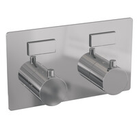 Brauer Brauer Chrome Editon Regendoucheset:  Thermostatische Inbouwkraan met Drukknoppen, Plafondarm, Douchekop 20cm, Glijstang met Wateruitlaat, Staafhanddouche & Doucheslang - Set 65 - Draaiknoppen - Chroom