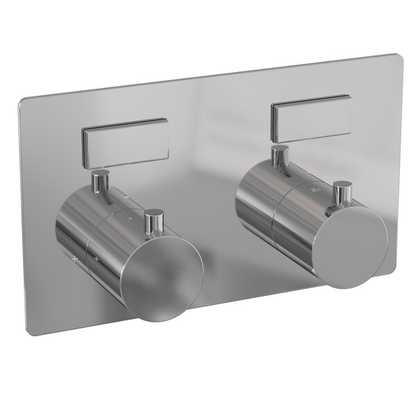 Brauer Brauer Chrome Editon Regendoucheset:  Thermostatische Inbouwkraan met Drukknoppen, Plafondarm, Douchekop 20cm, Glijstang met Wateruitlaat, Staafhanddouche & Doucheslang - Set 65 - Draaiknoppen - Chroom