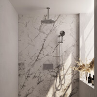 Brauer Brauer Chrome Editon Regendoucheset:  Thermostatische Inbouwkraan met Drukknoppen, Plafondarm, Douchekop 30cm, Glijstang met Wateruitlaat, 3-Standen Handdouche & Doucheslang - Set 72 - Draaiknoppen - Chroom