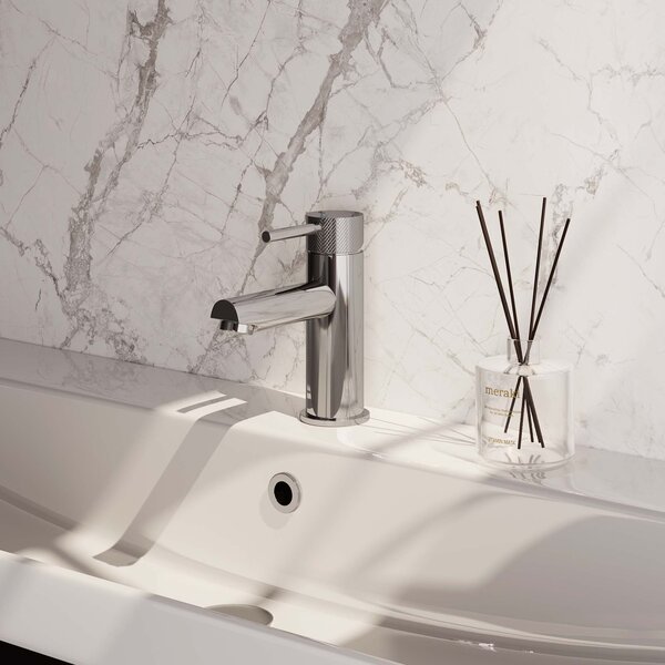 Brauer Brauer Chrome Carving Opbouw Wastafelmengkraan - Model A - Laag - Geribbeld Hendel - Chroom