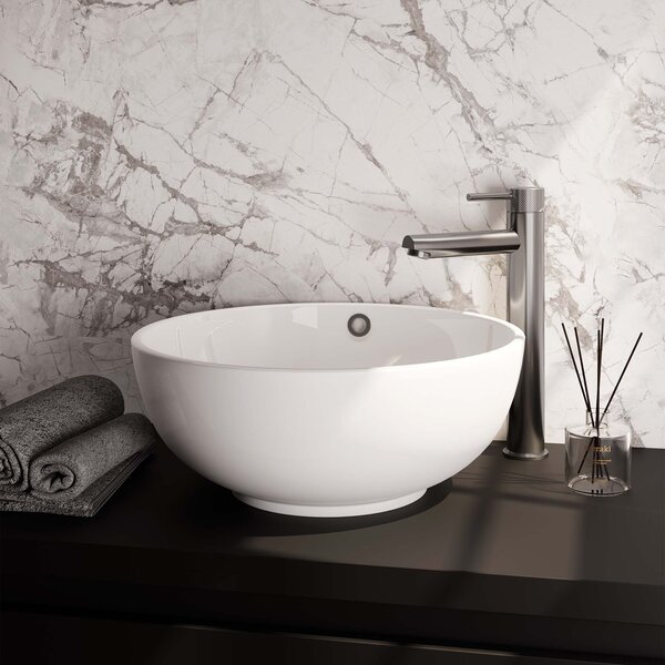 Brauer Brauer Brushed Carving Opbouw Wastafelmengkraan - Model A - Hoog - Geribbeld Hendel - PVD - PVD - Geborsteld RVS