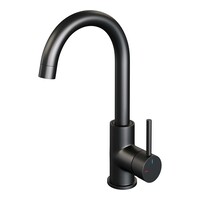 Brauer Brauer Black Carving Opbouw Wastafelmengkraan met Draaibare Ronde Uitloop - Model A - Hoog - Geribbeld Hendel - Mat Zwart