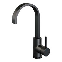 Brauer Brauer Black Carving Opbouw Wastafelmengkraan met Draaibare Platte Uitloop - Model A - Hoog - Geribbeld Hendel - Mat Zwart
