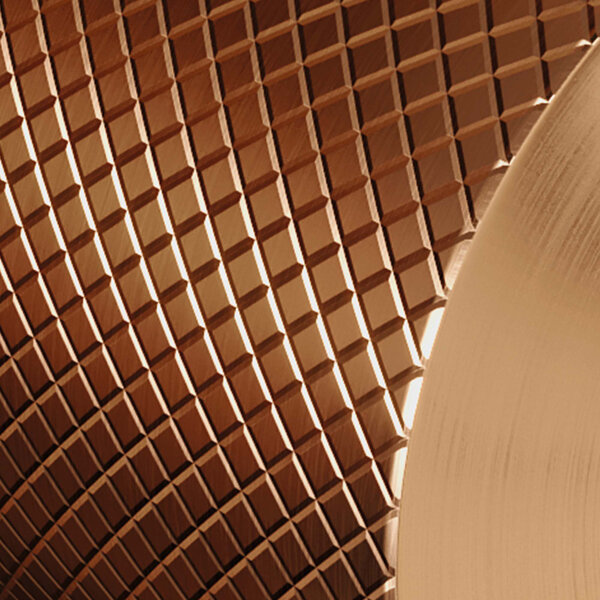 Brauer Brauer Copper Carving Opbouw Wastafelmengkraan met Draaibare Platte Uitloop - Model A - Hoog - Geribbeld Hendel - PVD - PVD - Geborsteld Koper
