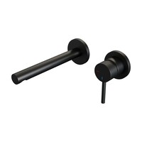 Brauer Brauer Black Carving Inbouw Wastafelmengkraan met Rechte Uitloop & Rozetten - Model A1 - Geribbeld Hendel Rechts - Mat Zwart